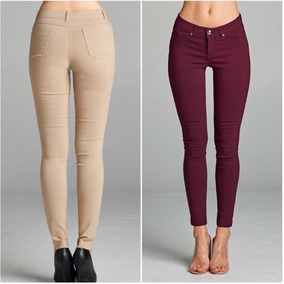 ❗️CLOSING SALE❗️ New Burgundy Ponte Skinny Pants - Picture 2 of 2